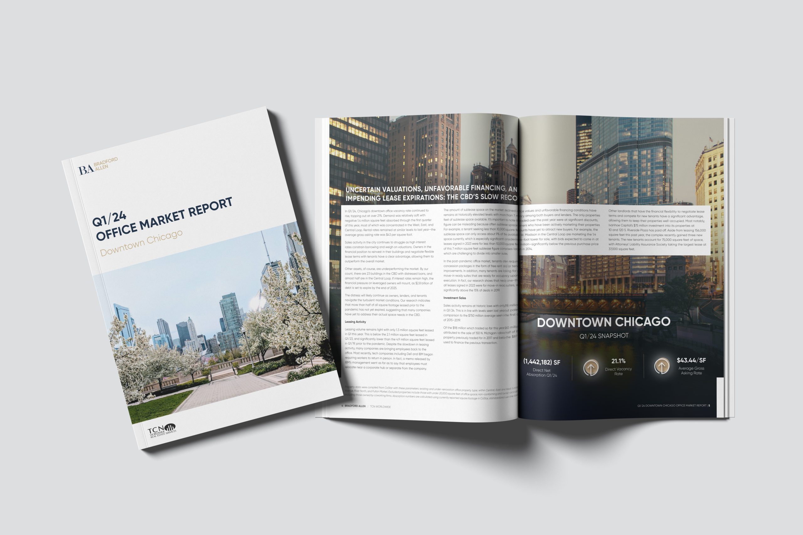 The Bradford Allen Office Market Report for Chicago Downtown Quarter 1 in 2024